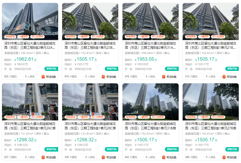 宝能城40套房子挂牌进行拍卖