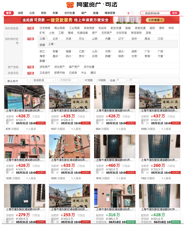 世茂47套网红“老破小”低调上架阿里拍卖，申请人和抵押权人均为陆家嘴信托
