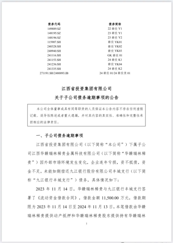 连年亏损！某城投集团子公司1.05亿债务逾期